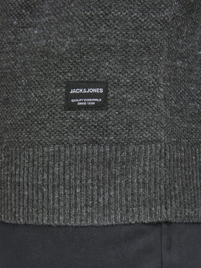 Jack & Jones HILL Knitted Sweater Dark Grey Melange - Суичъри & cуичъри с качулка - мъжки суичъри големи размери
