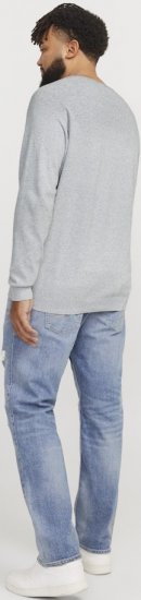 Jack & Jones HILL Knitted Sweater Light Grey Melange - Суичъри & cуичъри с качулка - мъжки суичъри големи размери