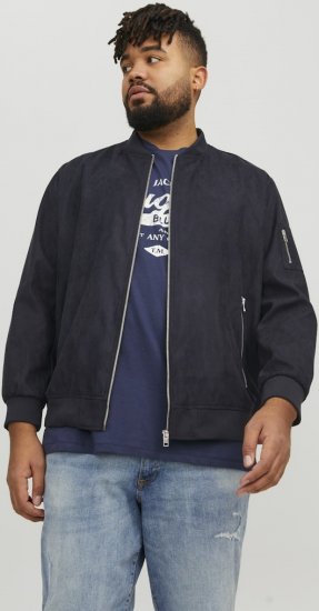 Jack & Jones ROCKY Faux Suede Bomber Jacket Jet Black - Якета - мъжки якета големи размери