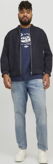 Jack & Jones ROCKY Faux Suede Bomber Jacket Jet Black - Якета - мъжки якета големи размери