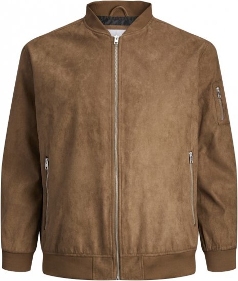 Jack & Jones ROCKY Faux Suede Bomber Jacket Brown - Якета - мъжки якета големи размери
