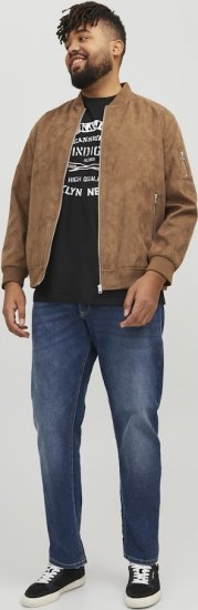 Jack & Jones ROCKY Faux Suede Bomber Jacket Brown - Якета - мъжки якета големи размери