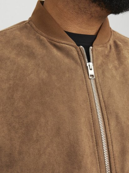 Jack & Jones ROCKY Faux Suede Bomber Jacket Brown - Якета - мъжки якета големи размери