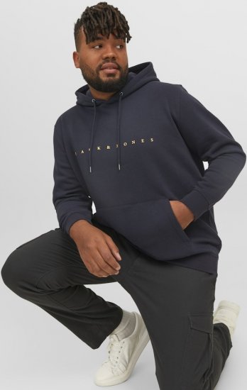 Jack & Jones STAR Hoodie Dark Navy - Суичъри & cуичъри с качулка - мъжки суичъри големи размери