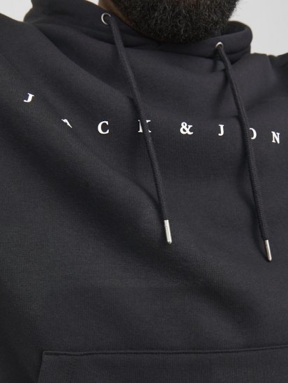 Jack & Jones STAR Hoodie Black - Суичъри & cуичъри с качулка - мъжки суичъри големи размери