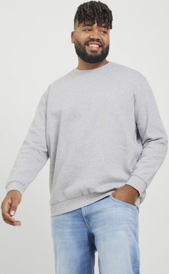 Jack & Jones BRADLEY Sweatshirt Light Grey Melange - Суичъри & cуичъри с качулка - мъжки суичъри големи размери