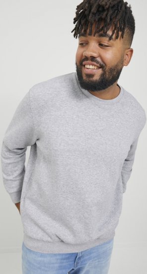 Jack & Jones BRADLEY Sweatshirt Light Grey Melange - Суичъри & cуичъри с качулка - мъжки суичъри големи размери