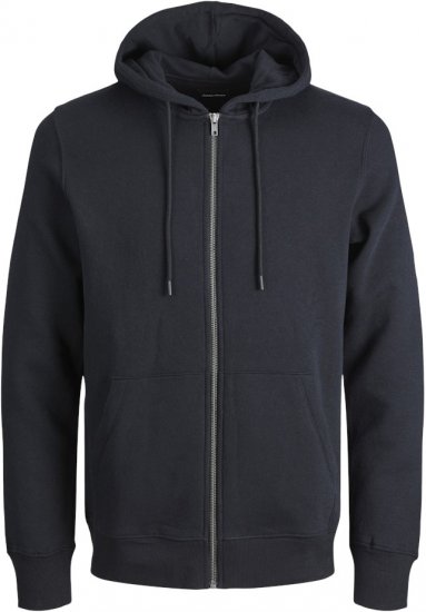 Jack & Jones BRADLEY Zip Hoodi Black - Суичъри & cуичъри с качулка - мъжки суичъри големи размери