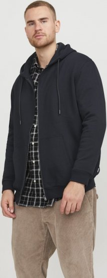 Jack & Jones BRADLEY Zip Hoodi Black - Суичъри & cуичъри с качулка - мъжки суичъри големи размери
