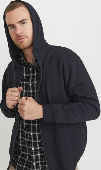 Jack & Jones BRADLEY Zip Hoodi Black - Суичъри & cуичъри с качулка - мъжки суичъри големи размери