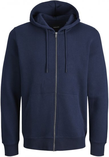 Jack & Jones BRADLEY Zip Hoodie Navy Blazer - Суичъри & cуичъри с качулка - мъжки суичъри големи размери