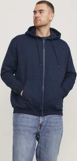 Jack & Jones BRADLEY Zip Hoodie Navy Blazer - Суичъри & cуичъри с качулка - мъжки суичъри големи размери