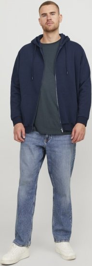 Jack & Jones BRADLEY Zip Hoodie Navy Blazer - Суичъри & cуичъри с качулка - мъжки суичъри големи размери