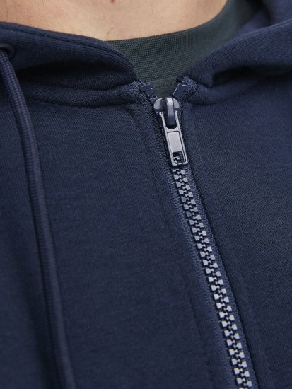 Jack & Jones BRADLEY Zip Hoodie Navy Blazer - Суичъри & cуичъри с качулка - мъжки суичъри големи размери