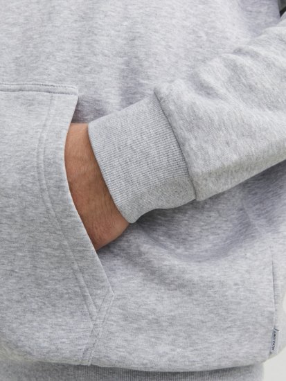 Jack & Jones BRADLEY Zip Hoodie Light Grey Melange - Суичъри & cуичъри с качулка - мъжки суичъри големи размери
