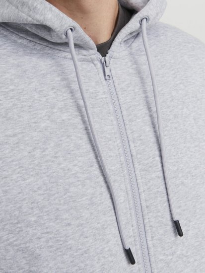 Jack & Jones BRADLEY Zip Hoodie Light Grey Melange - Суичъри & cуичъри с качулка - мъжки суичъри големи размери