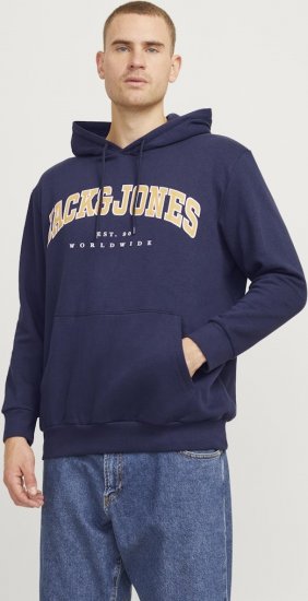 Jack & Jones CALEB Hoodie Navy Blazer - Суичъри & cуичъри с качулка - мъжки суичъри големи размери