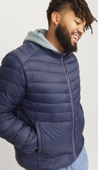 Jack & Jones SPRINT True Red Stitches Quilted Collar Jacket Navy Blazer - Якета - мъжки якета големи размери