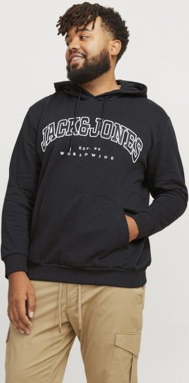 Jack & Jones CALEB Hoodie Black - Суичъри & cуичъри с качулка - мъжки суичъри големи размери