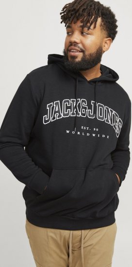 Jack & Jones CALEB Hoodie Black - Суичъри & cуичъри с качулка - мъжки суичъри големи размери