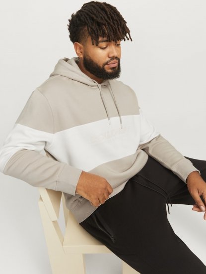 Jack & Jones LEGACY 2 Color Hoodie Beige - Суичъри & cуичъри с качулка - мъжки суичъри големи размери