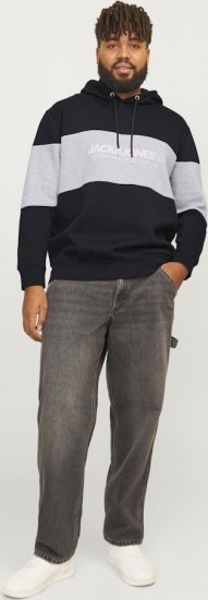 Jack & Jones LEGACY 2 Color Hoodie Black - Суичъри & cуичъри с качулка - мъжки суичъри големи размери