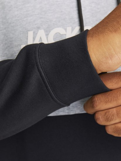 Jack & Jones LEGACY 2 Color Hoodie Black - Суичъри & cуичъри с качулка - мъжки суичъри големи размери