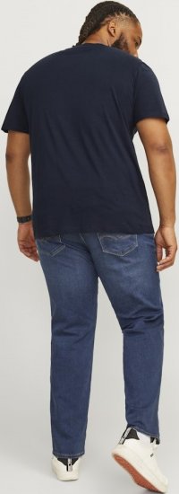 Jack & Jones CALEB VARSITY O-Neck T-Shirt Navy Blazer - Тениски - мъжки тениски големи размери