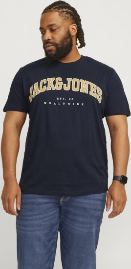 Jack & Jones CALEB VARSITY O-Neck T-Shirt Navy Blazer - Тениски - мъжки тениски големи размери