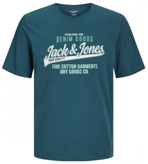 Jack & Jones JJELOGO O-Neck T-Shirt Deep Teal - Тениски - мъжки тениски големи размери