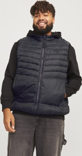 Jack & Jones SPRINT BODYWARMER With Collar Black - Якета - мъжки якета големи размери