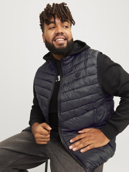 Jack & Jones SPRINT BODYWARMER With Collar Black - Якета - мъжки якета големи размери