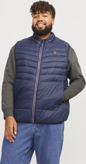 Jack & Jones SPRINT True Red Stitches BODYWARMER Navy Blazer - Якета - мъжки якета големи размери