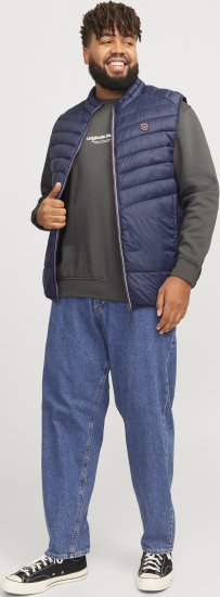 Jack & Jones SPRINT True Red Stitches BODYWARMER Navy Blazer - Якета - мъжки якета големи размери