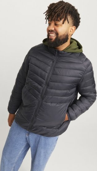 Jack & Jones SPRINT Quilted Collar Jacket Black - Якета - мъжки якета големи размери