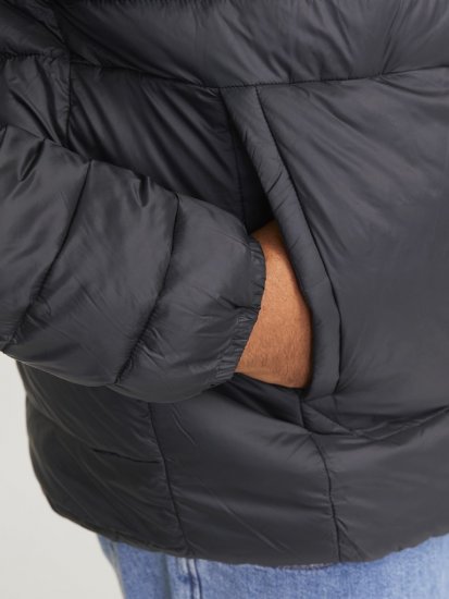 Jack & Jones SPRINT Quilted Collar Jacket Black - Якета - мъжки якета големи размери