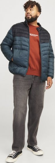 Jack & Jones SPRINT Black Blocking Quilted Collar Jacket Teal - Якета - мъжки якета големи размери