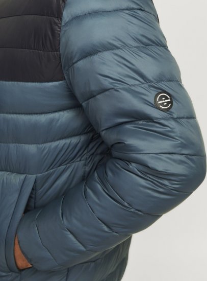Jack & Jones SPRINT Black Blocking Quilted Collar Jacket Teal - Якета - мъжки якета големи размери