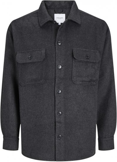 Jack & Jones BRADLEY OLLIE Overshirt LS Black - Ризи - мъжки ризи големи размери