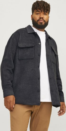 Jack & Jones BRADLEY OLLIE Overshirt LS Black - Ризи - мъжки ризи големи размери