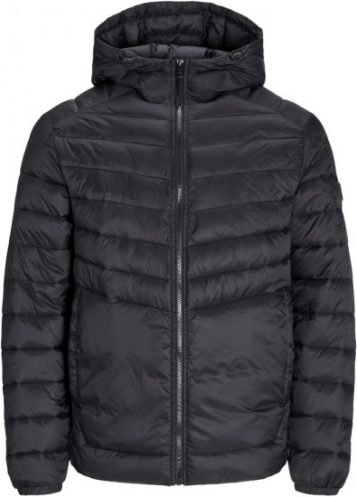 Jack & Jones SPRINT Quilted Hooded Jacket Black - Якета - мъжки якета големи размери
