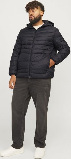 Jack & Jones SPRINT Quilted Hooded Jacket Black - Якета - мъжки якета големи размери