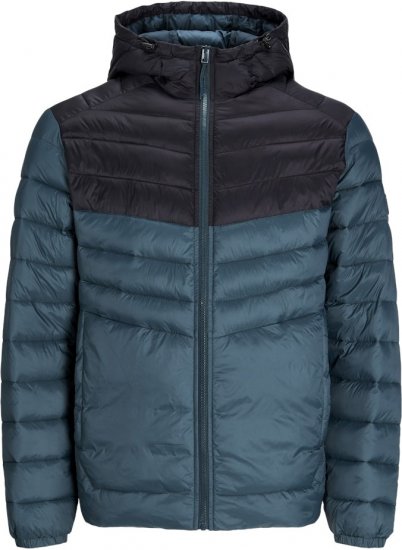 Jack & Jones SPRINT Black Blocking Quilted Hooded Jacket Turquoise Blue - Якета - мъжки якета големи размери