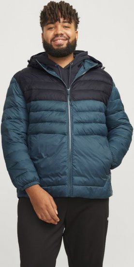 Jack & Jones SPRINT Black Blocking Quilted Hooded Jacket Turquoise Blue - Якета - мъжки якета големи размери
