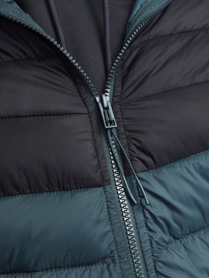 Jack & Jones SPRINT Black Blocking Quilted Hooded Jacket Turquoise Blue - Якета - мъжки якета големи размери