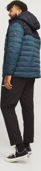 Jack & Jones SPRINT Black Blocking Quilted Hooded Jacket Turquoise Blue - Якета - мъжки якета големи размери