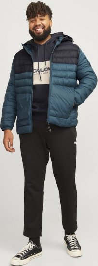 Jack & Jones SPRINT Black Blocking Quilted Hooded Jacket Turquoise Blue - Якета - мъжки якета големи размери