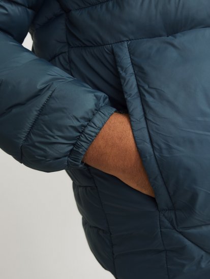 Jack & Jones SPRINT Black Blocking Quilted Hooded Jacket Turquoise Blue - Якета - мъжки якета големи размери