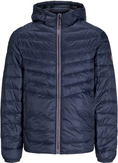 Jack & Jones SPRINT Red Stitches Quilted Hooded Jacket Navy Blazer - Якета - мъжки якета големи размери