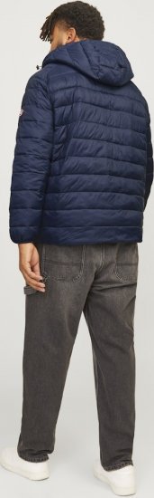 Jack & Jones SPRINT Red Stitches Quilted Hooded Jacket Navy Blazer - Якета - мъжки якета големи размери